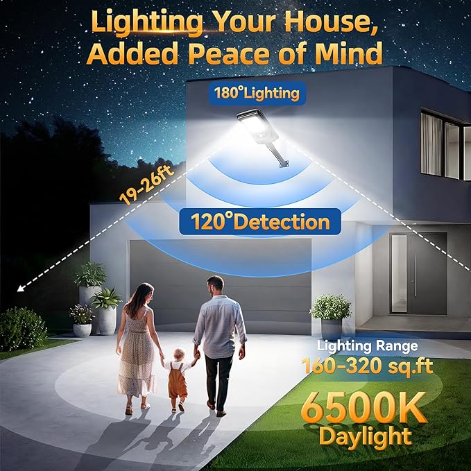 Solar Street Light Outdoor, 11-Inch Solar Powered Street Light with Motion Sensor & Remote Control, Dusk to Dawn Waterproof Security Light for Wall Mount, Entryway, Driveway, Yard, Garden(2 Pack)