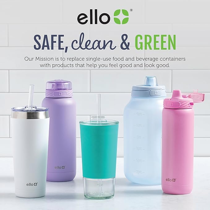 Ello Pop & Fill 22oz Stainless Steel Water Bottle with Quick Fill Technology, Double Walled and Vacuum Insulated Metal, Leak Proof Locking Lid, Sip and Chug, Reusable, BPA Free, Aurora