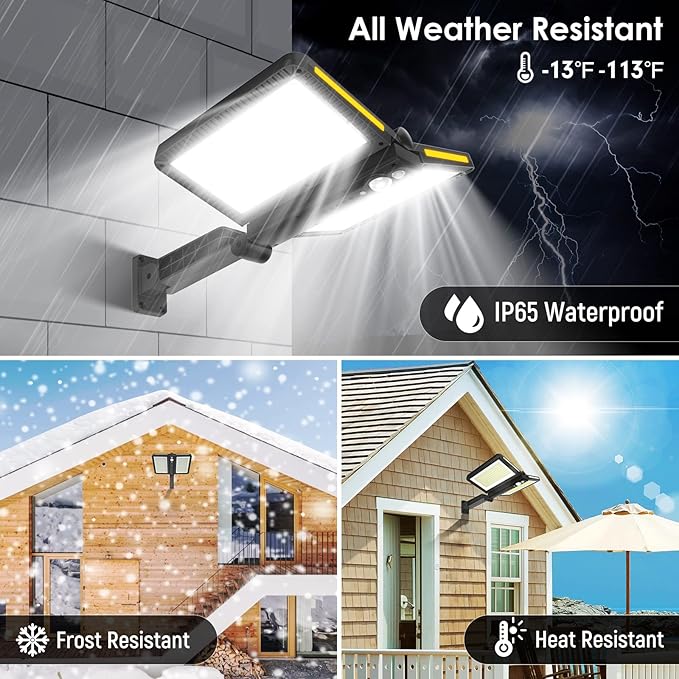 ropelux Solar Flood Lights Outdoor, 6000LM High Brightness Motion Sensor Outdoor Lights,IP65 Waterproof and 5 Modes, Wider Illuminated Area LED Solar Lights for Garden Patio Street