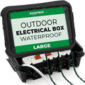SockitBox – The Original Weatherproof Connection Box – Indoor & Outdoor Electrical Power Cord Enclosure for Timers, Extension Cables, Reels, Transformers, Power Strips, Lights & Tools – Large – Black