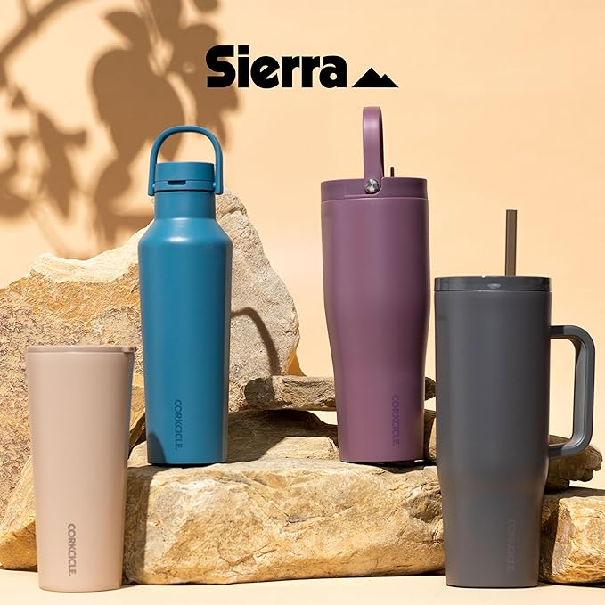 Corkcicle Go Cup XL - Leak-Proof Travel Tumbler - Triple Insulated Stainless Steel Water Bottle - Easy-Carry Handle - Summer Drinkware Gift - Keeps Drinks Ice Cold - 30 oz - Thyme