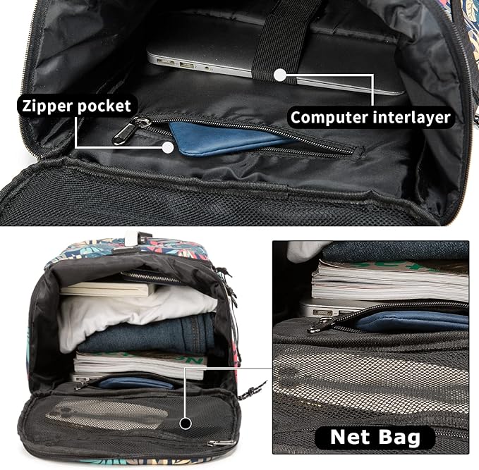 Gym Duffle Bag Waterproof black Laptop Backpack Suitable for Hiking, Fishing, Travel 40L Large Capacity Trendy Cool Lightweight Backpack for Men and Women (Black)…