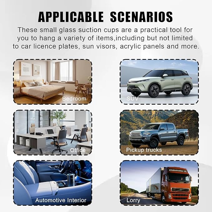 24 PCS Glass Strong Transparent Suction Cups, Windshield Sunshade Dovetail Sucker Hooks, Multi-Purpose Window Suction Cups for Car Window Glass Bathroom Kitchen Office Home Decor