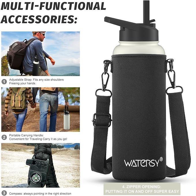 40oz Insulated Water Bottle (Cold for 48 Hrs),BPA Free&Leak Proof,Stainless Steel Water Flask,Water Jug with Straw Spout Lids for Gym,Hiking,Travel,White