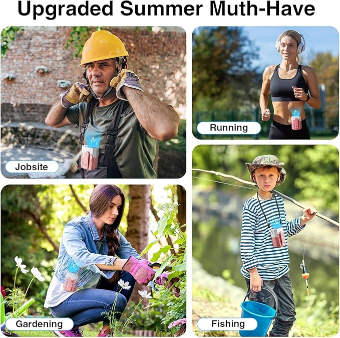 Portable Fan 4000mAh Rechargeable, 4 Speeds 13000RPM Strong Airflow, Personal Waist Fan with Max 24H Working Time, Wearable Clip Belt fan for Camping, Outdoor, Jobsite, Traveling -Pink & White