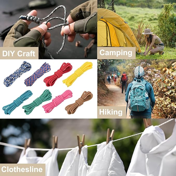 550 Paracord Rope 10ft, 4mm Thin Paracord Nylon Cord 7-Strand Core [for Tent Camping Outdoor Gear] - Brown