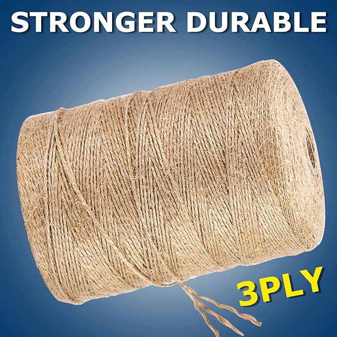 Vanhench 3600Feet Natural Jute Twine String, Bulk Hemp Jute Rope Cord Twine for Crafts Gardening, Gift Wrapping, Arts & Crafts, Wedding Décor, Packing Material Burlap Ribbon