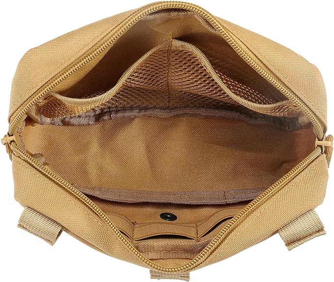 FRTKK Tactical Molle Admin Pouch Utility Laser Cut EDC Tool Pouch Bag Horizontal Modular Pouches Include US Flag Patch and Keychain