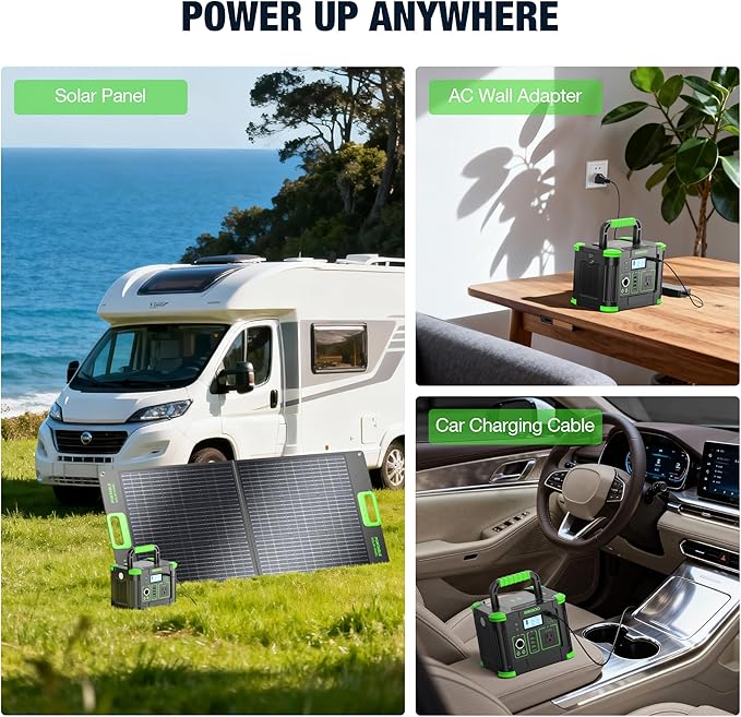 300W Portable Power Station with 100W Foldable Solar Panel, 288Wh Solar Generator AC Outlet, MC-4 Solar Battery Charger, 60W USB-C PD Fast Charging for Outdoor Camping, Home Emergency, RV Travel, Van