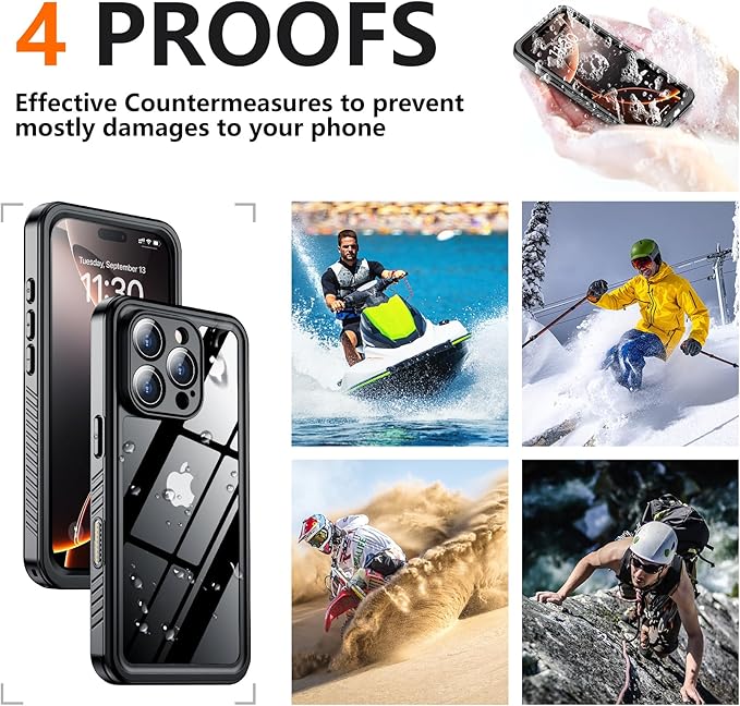 SPIDERCASE for iPhone 16 Pro Max Case Waterproof, Built-in Screen & Camera Protector [IP68 Underwater][Full Body Shockproof][Dustproof] 12FT Heavy Duty Rugged Phone Cover 6.9 inch, Black