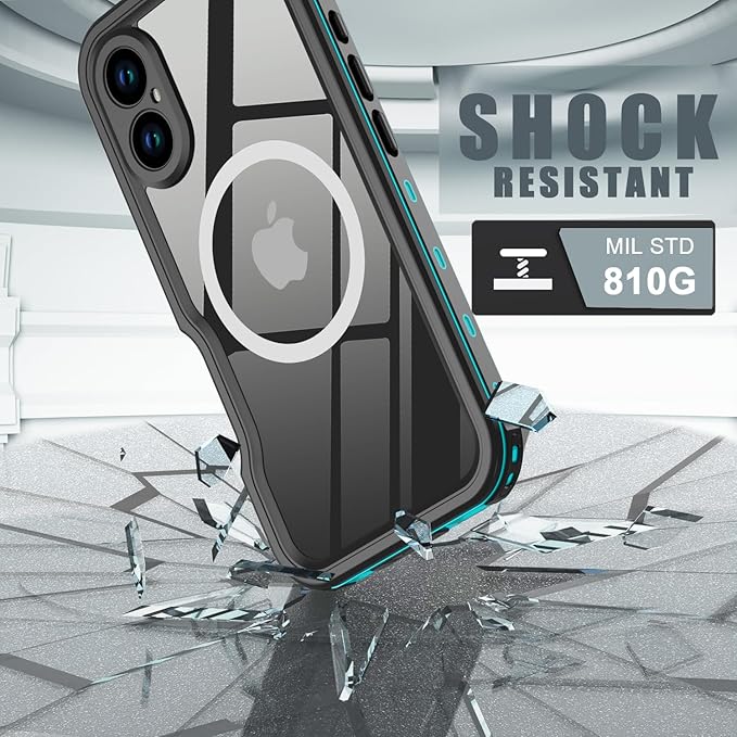 for iPhone 16 Plus Case Waterproof, [Shockproof] [Dustproof] [IP68 Waterproof] Full-Body Hard Case Built-in [Lens Screen Protection] for Diving Case (Teal, for iPhone 16 Plus 6.7in)