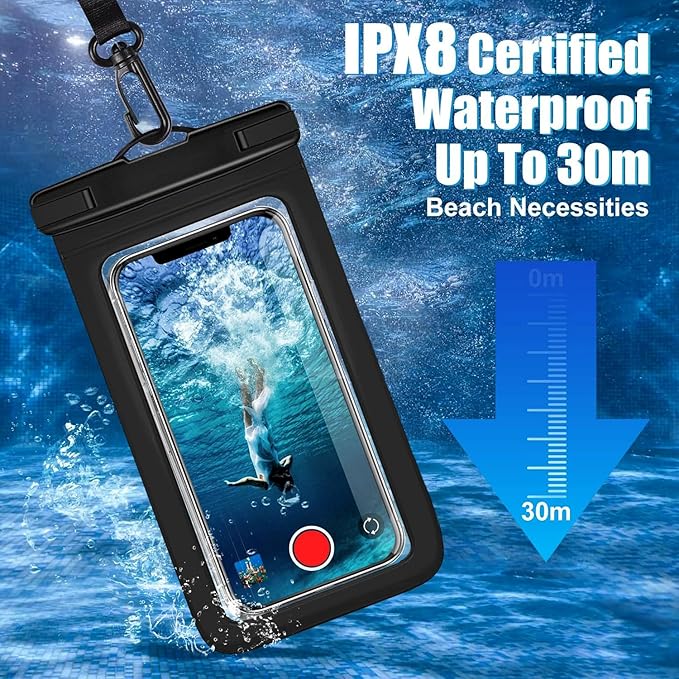 4 Pack Waterproof Phone Pouch IPX8 Universal Waterproof Case Dry Bag Phone Protector for iPhone 17/16/15/14 Pro Max Plus XS XR X8 Galaxy S25 S24 S23 Pixel Up to 8.4"(Multicolor 4)