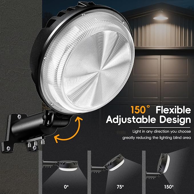 150W 4 Pack 20000LM Dusk to Dawn Outdoor Lighting, LED Barn Lights Outdoor with 150° Adjustable Photocell Pole Light 6500K Flood Light, IP66 Waterproof Area Street Light for Garage Yard