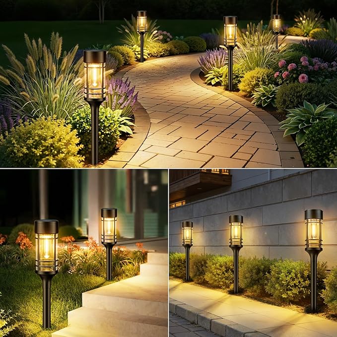 LETMY Solar Pathway Lights Outdoor, 8 Pack Solar Lights Outdoor Waterproof IP65, Bright Solar Garden Lights Outdoor, Auto On/Off Outdoor Solar Lights for Yard Walkway Driveway Landscape Garden Decor