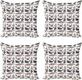 Ambesonne Sea Animals Decorative Throw Pillow Case Pack of 4, Seals Illustration Sea Lion Exotic Tropical Comic Graphic Wild Ocean, Cushion Cover for Couch Living Room Car, 20", Taupe Grey