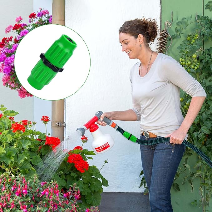 Vodolo Expandable Garden Hose Repair Kit,4 PCS Dual-Channel Hose Female Male Connectors Accessories with Metal Clamp Compatible with Pocket Hose Fit for 3/4" or 5/8" Garden Hose Fitting