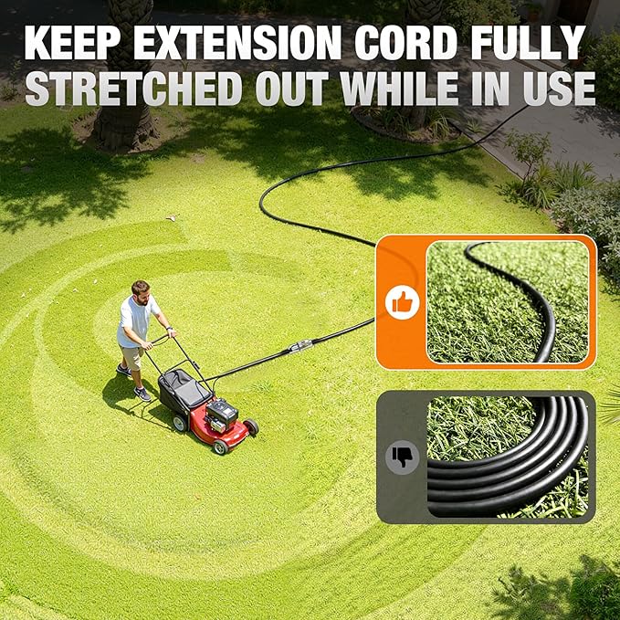 75 FT Outdoor Extension Cord Waterproof, 16/3 Gauge Heavy Duty 3 Prong Power Cord with Lighted Indicator End, 13A 125V 1625W SJTW, ETL Listed, Great for Lawn/Garden/Home(Black)