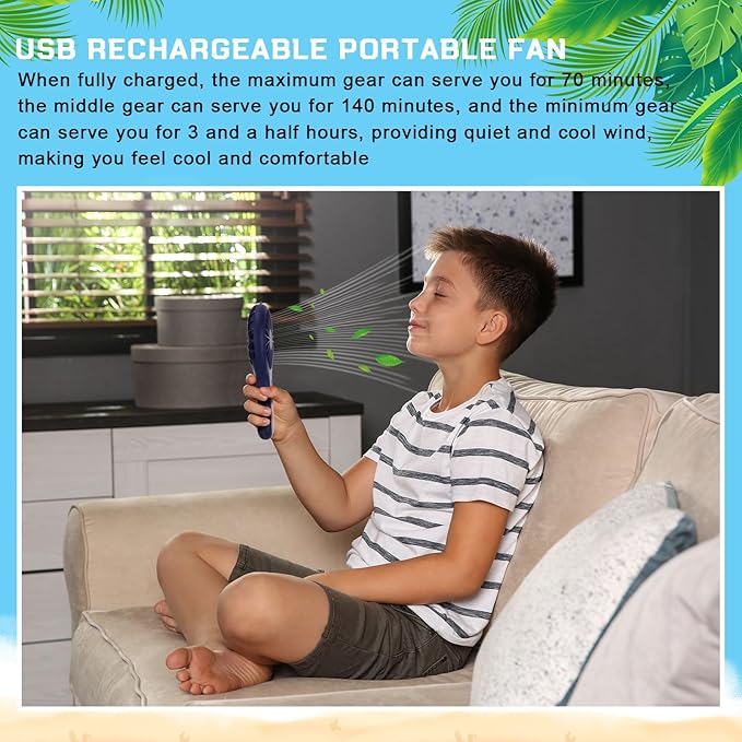 Woanger 12 Pcs Mini Handheld Fan Bulk 3 Speed USB Electric Battery Operated Small Portable Pocket Fan with Data Cable and Mounting Base Quiet Summer Gift for Wedding Camping Travel(Black White Blue)