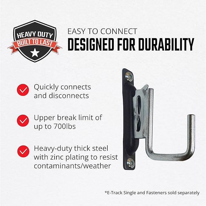 Snap-Loc E-Track Multi-Purpose J-Hook 2 Inch Hanger 2-Pack, Logistic Tie-Down for Pickups, Trucks, Trailers