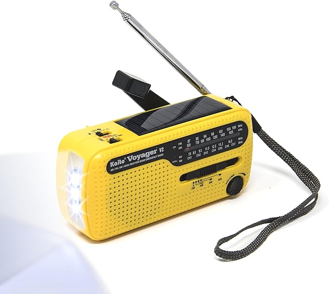 Kaito Best NOAA and SW Portable Solar/Hand Crank AM/FM, Shortwave & NOAA Weather Emergency Radio with USB Cell Phone Charger & LED Flashlight (Yellow)