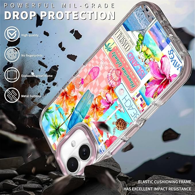 Case for iPhone 16 Plus,[Compatible with MagSafe],Coastal Beach Cover Coquette Collage Phone Case Design，for Women Girls Magnetic Clear Cover - Slim, Sleek, & Shockproof Protection