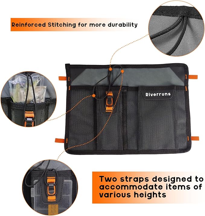 5001 Mesh Storage Kayak Storage Comparments Attaches to Kayak Seat or T-Track