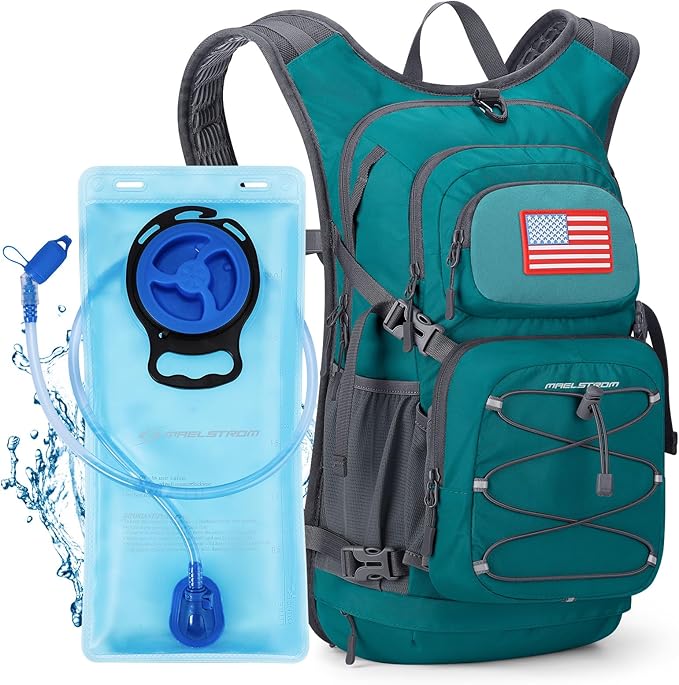 Maelstrom Hydration Hiking Backpack with 2L/3L Water Bladder, High Flow Bite Valve Water Backpack Men Women Lightweight Insulation for Hiking, Cycling, Running, Climbing, Camping
