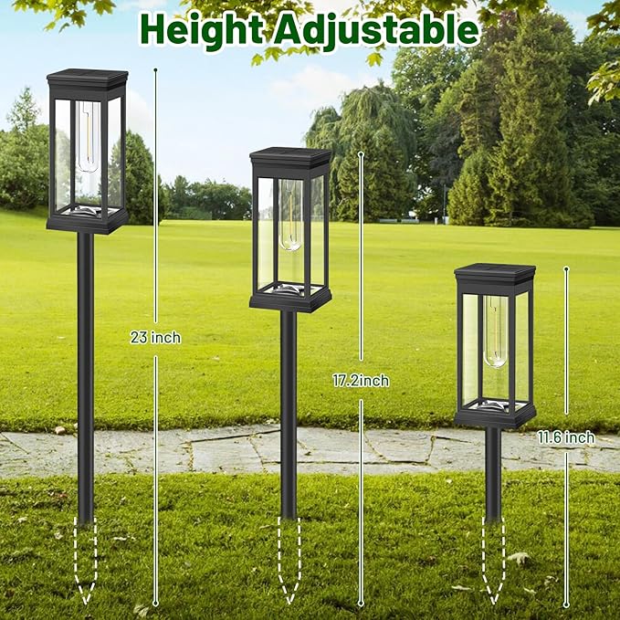 BesLowe Solar Pathway Lights Outdoor, 2-Pack Large LED Solar Light Outdoor Waterproof, Super Bright Outside Lights for Yard, Sun-Powered Landscape Lighting for Garden Walkway, Warm White