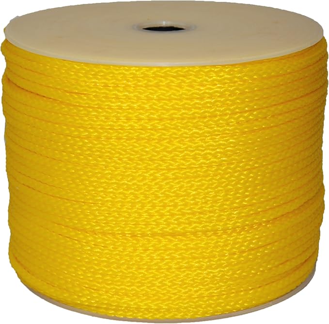 T.W Evans Cordage 27-301 1/4-Inch by 250-Feet Hollow Braid Polypro Rope, Yellow