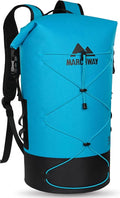 MARCHWAY Floating Roll Top Dry Bag, Flexible Lightweight TPU Waterproof Backpack 20L/30L/40L with Padded Straps for Boating, Kayaking, Swimming, Hiking, Beach (Blue, 40L)