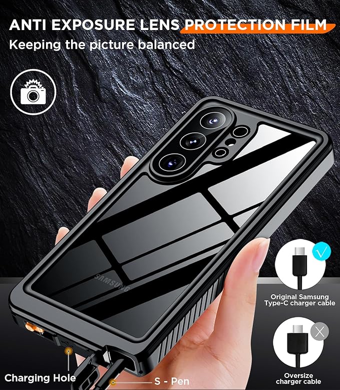 Temdan Designed for Samsung Galaxy S26 Ultra Case Waterproof, Built-in Lens & Screen Protector Military Grade Shockproof Dropproof IP68 Underwater Full Body Phone Case for Galaxy S26 Ultra 6.9"-Black