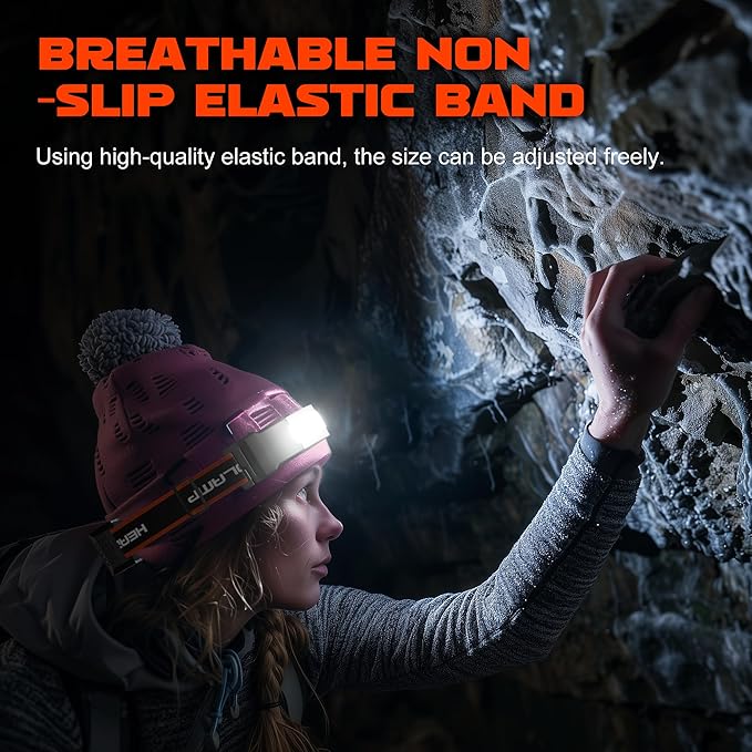 Hopedone 2 Packs Rechargeable Headlamp, 230°Wide-Angle 1000 Lumens Headlamp Flashlight with Red Taillight 3 Light Modes Lightweight LED Head Lamp Adjustable Waterproof Head Light for Running Cycling
