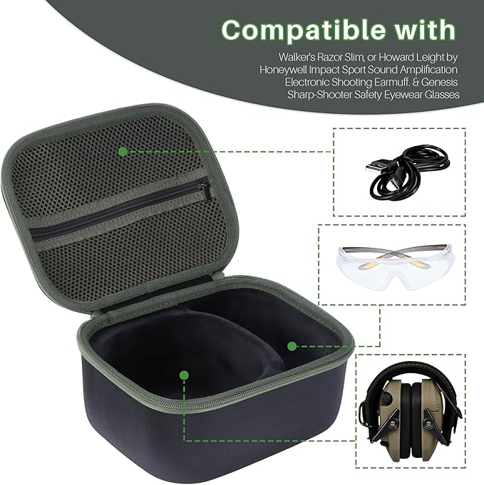 Storage Case Compatible with Walker's Razor Slim Shooting Hearing Protection Electronic Earmuffs