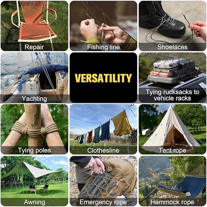 Paracord Rope 750 lb - 200ft 5/32" Parachute Cord 4MM 12-Strand para Cord - Heavy Duty Spool String for Survival,Camping Gear, Survival Bracelet, Clothesline - Neon Green