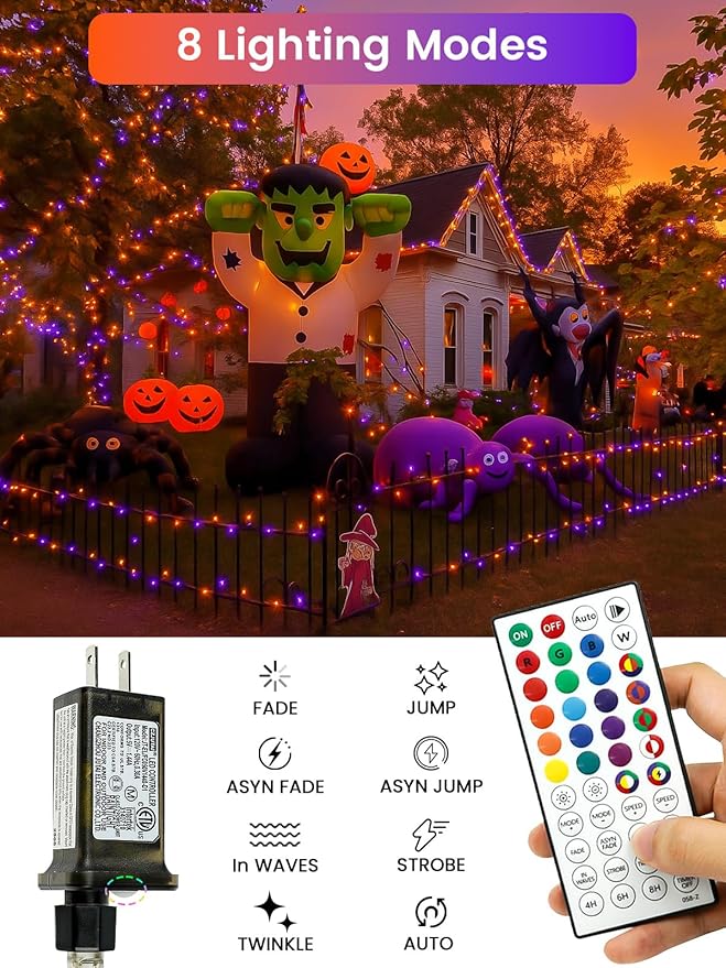 66Ft 200 LED RGB Color Changing 4th of July Fairy Lights Plug in, Waterproof String Lights with Remote for Outdoor Indoor, 24 Colors Twinkle Lights with Timer for Independence Day Patriotic Decoration
