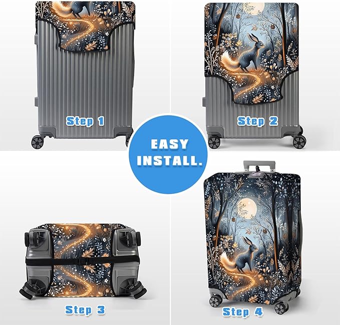 Luggage Cover Protector for 26-28 Inch Suitcases, TSA Approved Elastic Travel Suitcase Covers, Anti-Scratch Washable Luggage Sleeve for Carry On & Checked Bags, Hare
