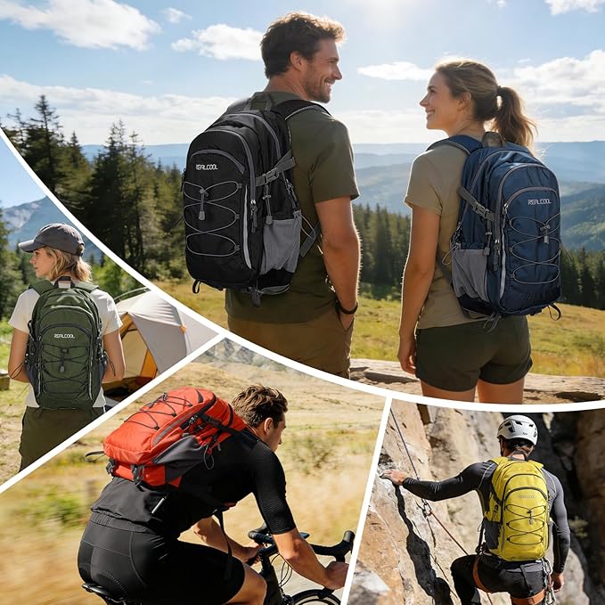 RealCool Hiking Backpack for Men Women,30L Lightweight Waterproof Travel Camping Backpack Hiking Daypack for Cycling Running,Yellow