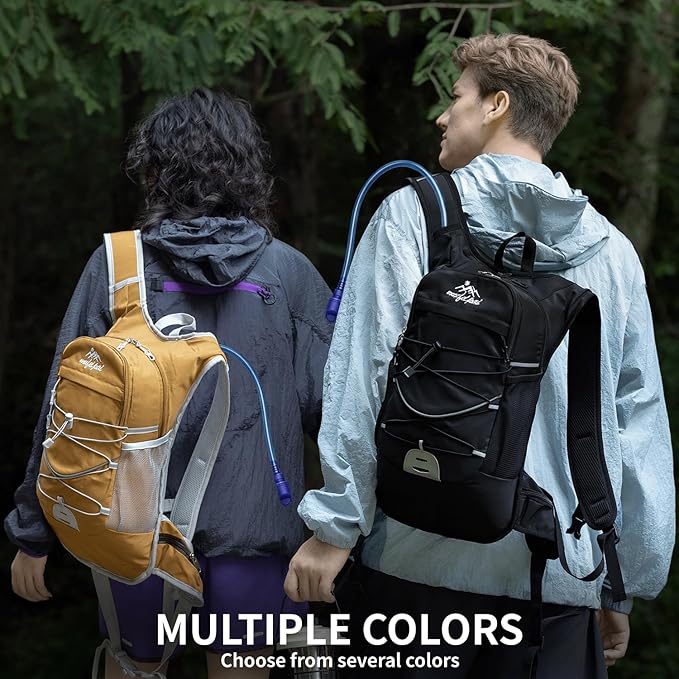 Hiking Backpack for Women & Men, Hydration Backpack with 2L Water Bladder for Running, Hiking, Cycling, Climbing, Camping, Biking (Yellow)