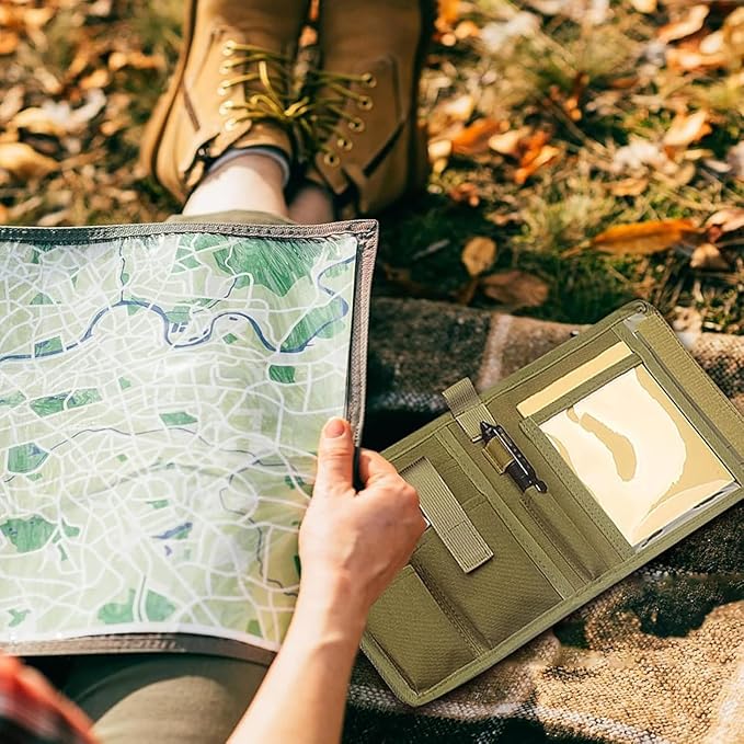 Tactical Map Case, Military-Grade Army Gear for Land Navigation Kit Outdoors or Hiking, Map Pouch Holder Army Protector Foldable Storage Bag, 13 x 10, Tan