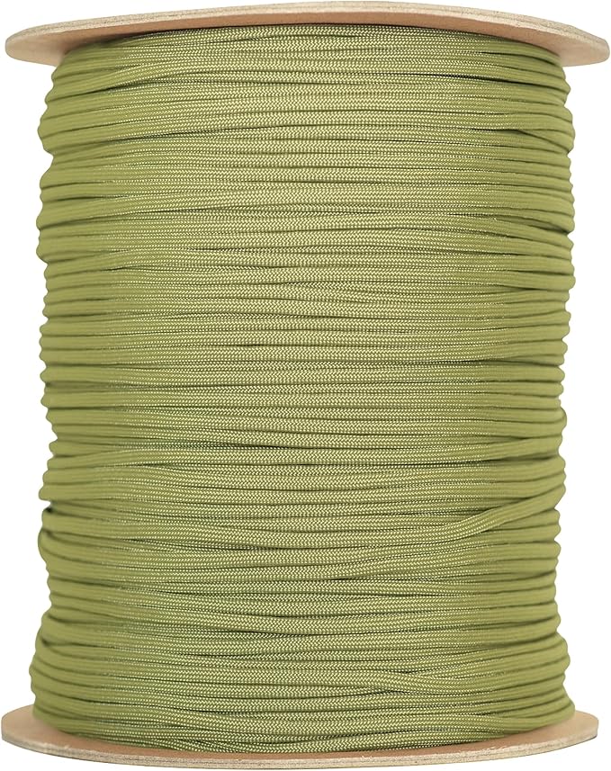 The Paracord Store | Type III 550 Paracord - 250 FT Spool, Moss Green | Heavy Duty 7 Strand Tactical Paracord - USA Made Nylon Outdoor Parachute Cord for Camping, Fishing & More - Survival Cord