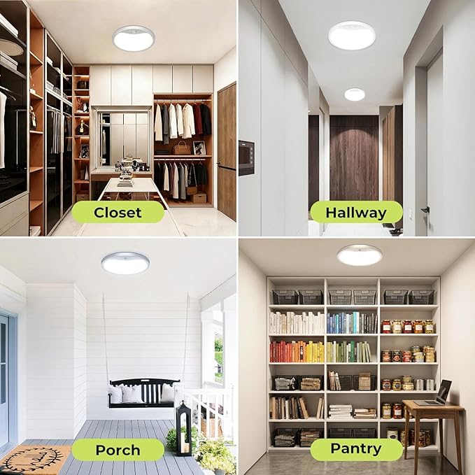 hepside Motion Sensor Ceiling Light Wired, 3000K/4000K/6500K LED Flush Mount Ceiling Light Fixture, 12Inch 24W Motion Sensor Light with Timer for Closet Stair Porch Hallway Pantry,White