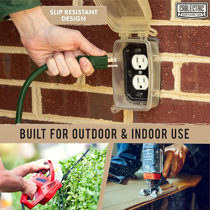 Long Outdoor Extension Cord 200 ft - 16/3 SJTW Green Extension Cord 3 Prong Grounded Plug, Weatherproof Heavy Duty Exterior Power Cable Great for Outside, Landscaping & Lawn - UL Certified