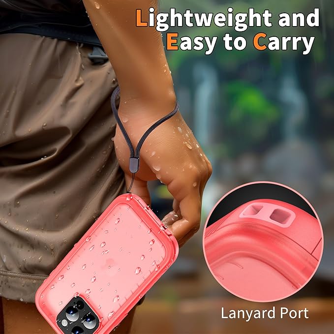 Cozycase for iPhone 15 Pro Max Waterproof Shockproof Dustproof Case - Heavy Duty/360 Full Body/Military Grade/Protective/Rugged 【8FT Drop Proof】 Built in Screen/Camera Protector with Lanyard Pink