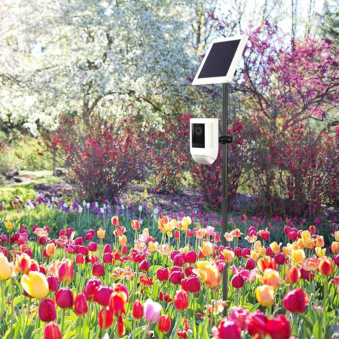 Universal Ground Stake Mount Bracket for Outdoor Security Cameras and Solar Panels, Compatible with Ring, Blink, Eufy, Google Nest, Arlo, Wyze, SimpliSafe, 1/4 Screw Cameras (Black)