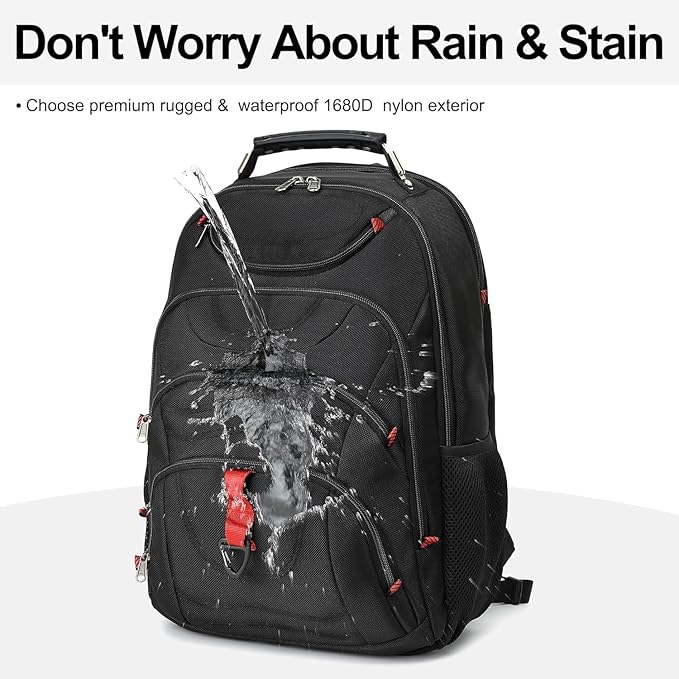 Boavan Laptop Backpack for men, 17.3 inch Laptop Bag with USB Port, Waterproof Travel Work Backpack Purse, Anti-Theft Teacher Nurse Doctor Casual Bookbags Office Business backpack ，Black
