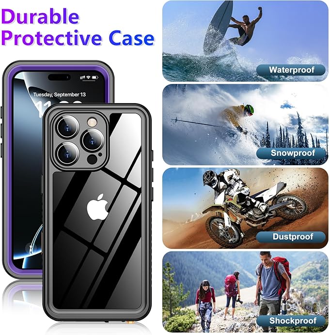2025 New Designed for iPhone 16 Pro Case Waterproof, [Built-in Screen Protector & Glass Camera Protector][Full Body Shockproof][IP68 Underwater][Dustproof][Dropproof] Phone Case for iPhone 16 Pro 6.3"