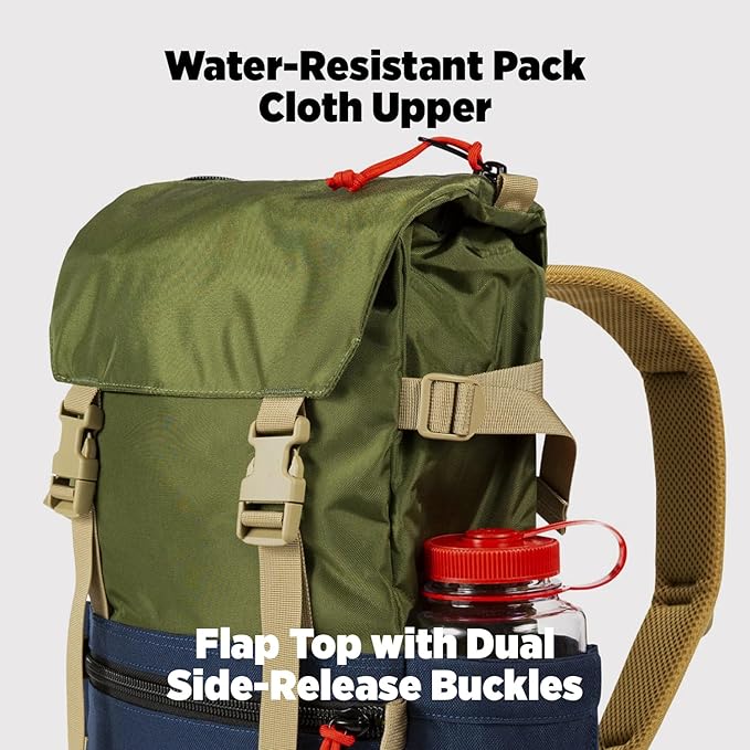 Topo Designs Rover Pack Classic - Laptop Tablet Daypack for Commutes, Day Trips, Hikes, Iconic Denver Design, PFAS-Free, Fair Trade, BlueSign Backpack (Stone Blue/Ash Green)