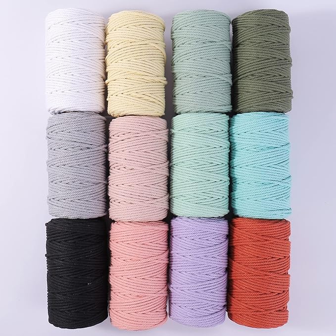 Light Purple Macrame Cord 4mm x 109Yards,Colored Cotton Rope Craft Cord Colorful Cotton Cord Twine for Wall Hanging Plant Hangers Crafts Knitting Decorative Projects