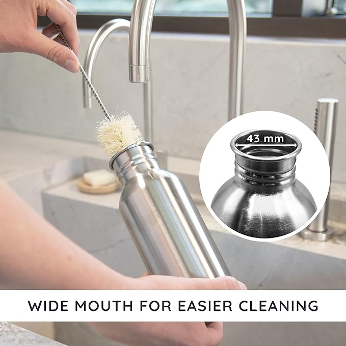 Bambaw Stainless Steel Water Bottles 32 oz, Non-insulated Single Wall Metal Water Bottle Stainless Steel, Reusable & Eco Friendly, Dishwasher Safe – Silver | Non-insulated, Single Wall, Metal Water Bottle, Reusable, Eco Friendly, Dishwasher Safe