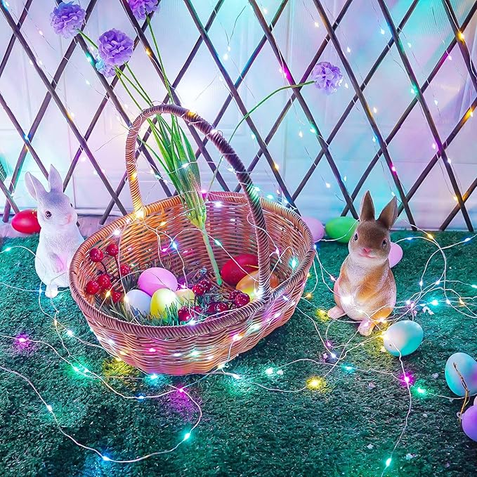 66Ft 200 LED Easter Pastel Fairy Lights Plug in, Pastel String Lights 8 Modes with Timer for Outdoor & Indoor, Waterproof Twinkle Light for Bedroom Girl's Room Garden Patio Party Easter Decorations